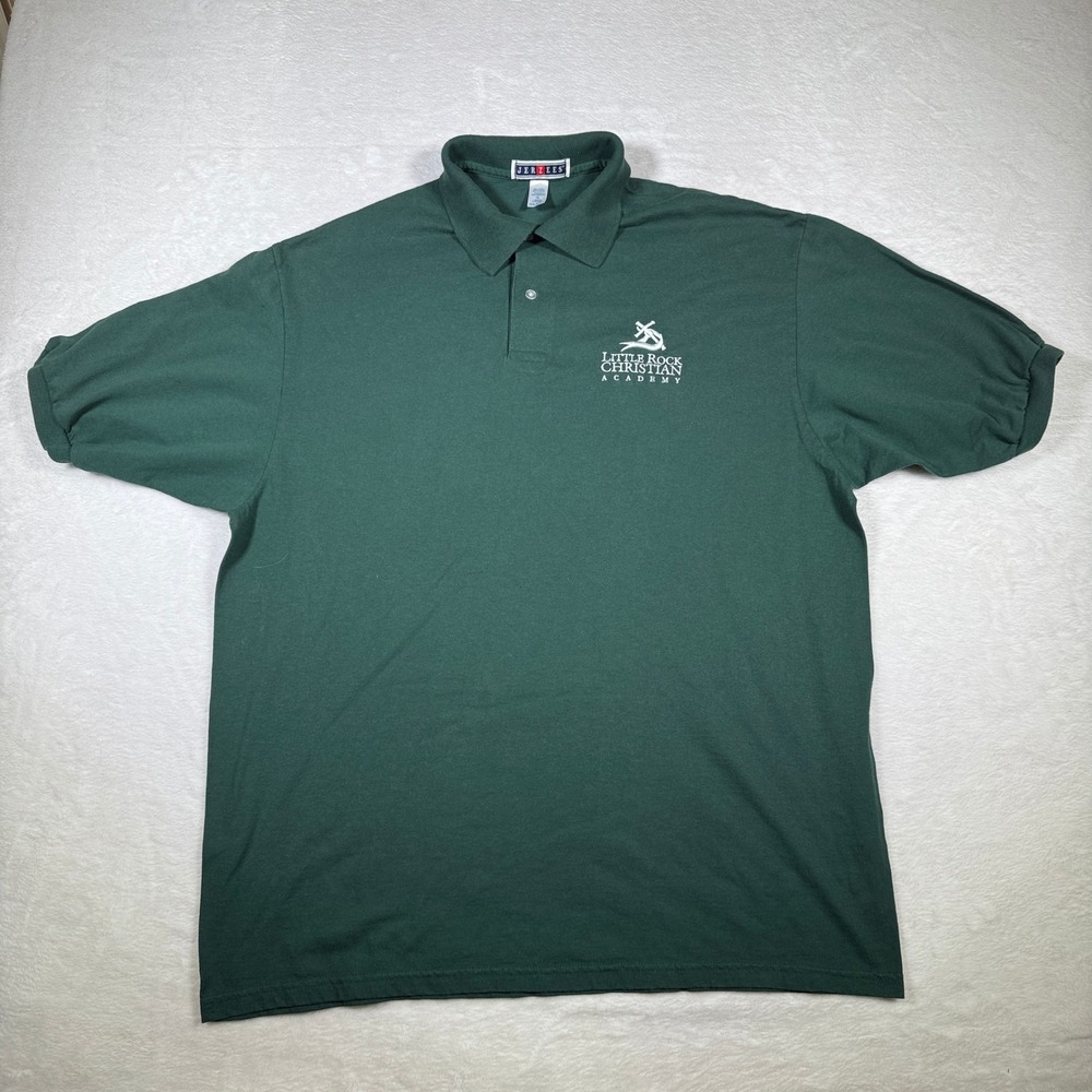 Jerzees Little‎ Rock Christian Academy Green Polo Shirt Adult XL Embroidered